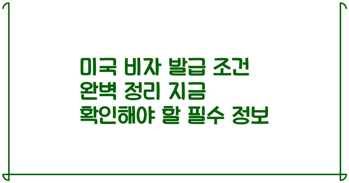 미국 비자 발급 조건 완벽 정리 지금 확인해야 할 필수 정보