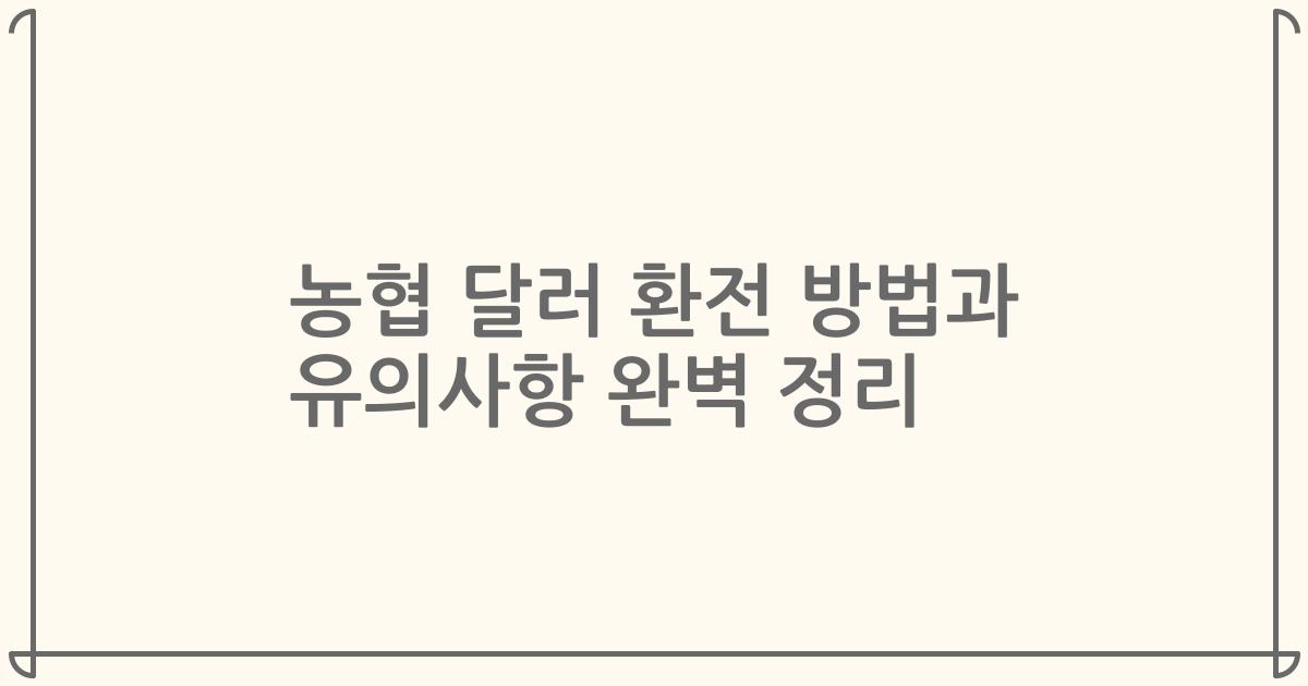 농협 달러 환전 방법과 유의사항 완벽 정리