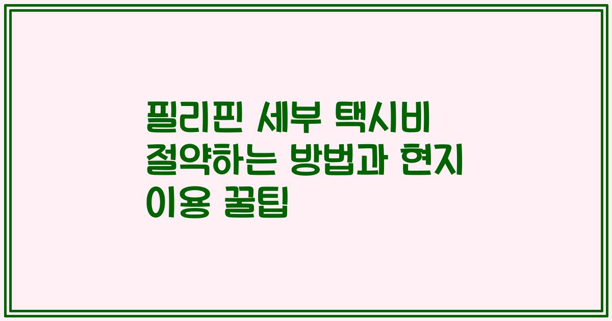 필리핀 세부 택시비 절약하는 방법과 현지 이용 꿀팁